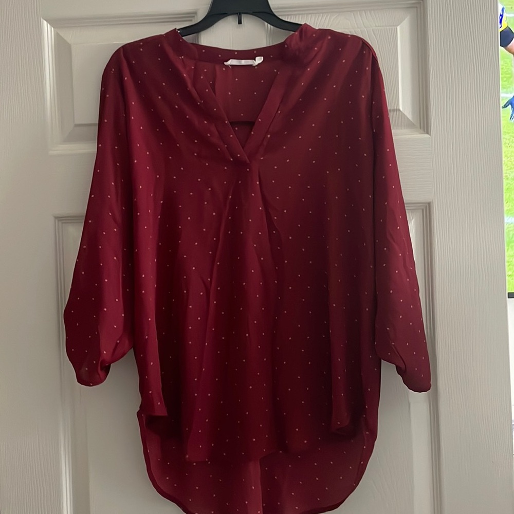 Crimson sheer blouse